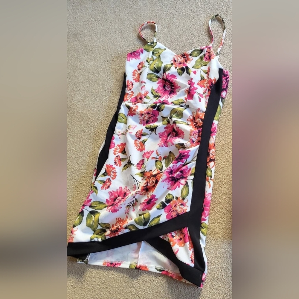 Floral Print Dress with Black Accents